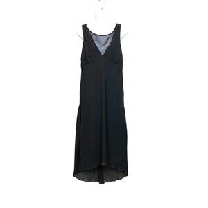Connected Apparel Black Mesh V-Neck Sleeveless Empire Hi-Low Maxi Dress Size 16